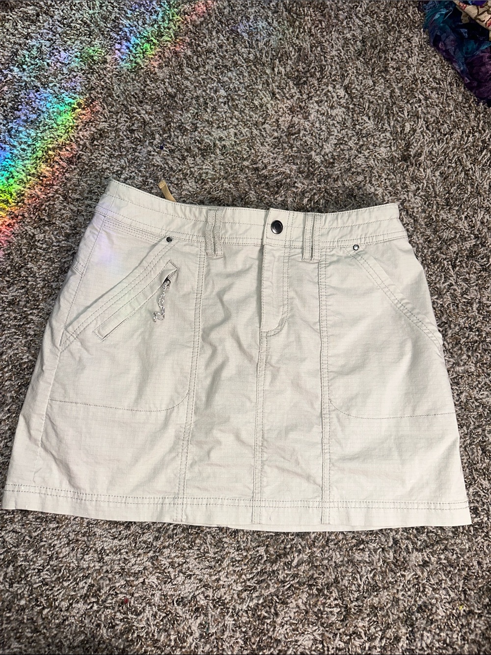 Title Nine Light Cream Utility Mini Skirt